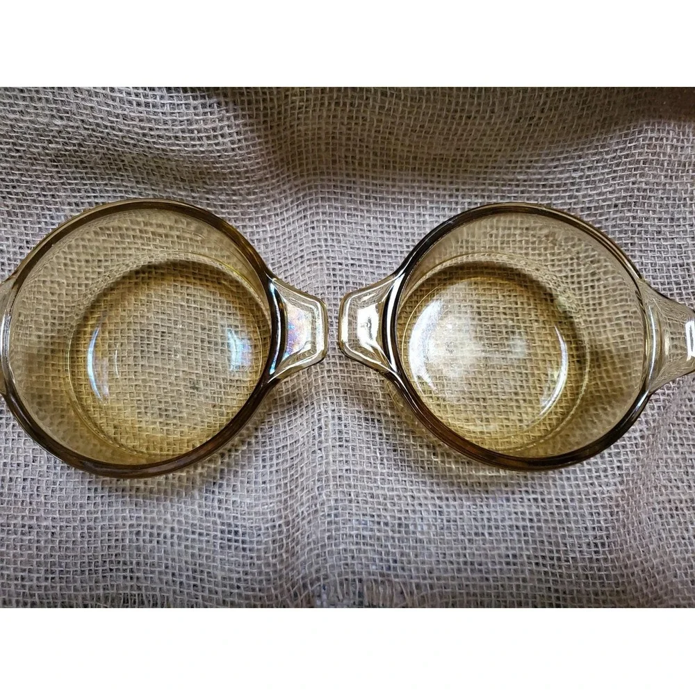 😎Vintage Pyr-O-Rey Dynaware Clear Yellow Glass‎ Casserole, Crumble Bowls 2